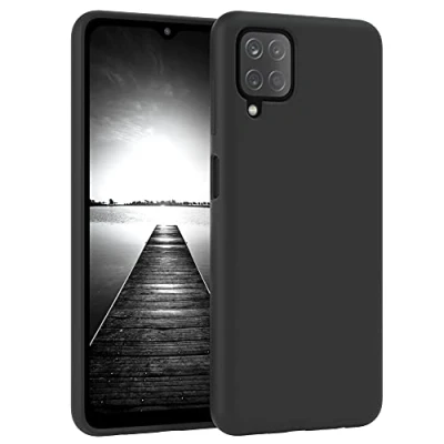 Abbildung von EAZY CASE Premium Silikon Handyhülle kompatibel mit Samsung Galaxy A12, Slimcover Kameraschutz und Innenfutter, Silikonhülle, Schutzhülle, Bumper, Handy Case, Hülle, Softcase, Schwarz