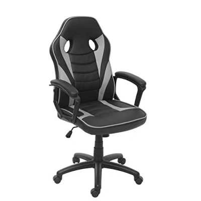 Abbildung von Mendler Bürostuhl HWC F59, Schreibtischstuhl Drehstuhl Racing Chair Gaming Chair, Kunstleder schwarz/grau