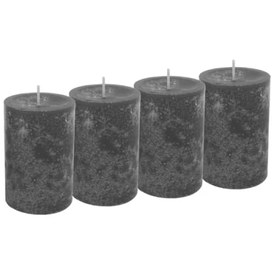 Abbildung von Unbekannt 4 Stumpenkerzen Kerzen Grau Anthrazit 6cm Adventskranz Weihnachten Tischdeko Deko