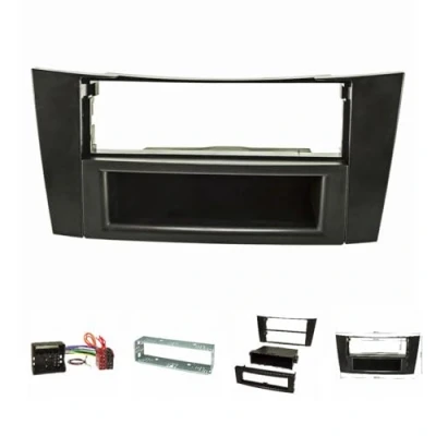 Abbildung von tomzz Audio 2434 012 Radioblende Set kompatibel mit Mercedes E Klasse W211 schwarz Quadlockadapter ISO Einbauschacht