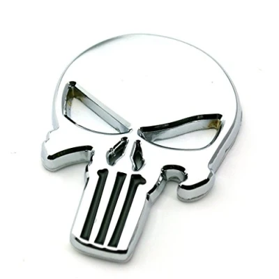 Abbildung von Garage SixtySix Metall Emblem Aufkleber Punisher Chrom