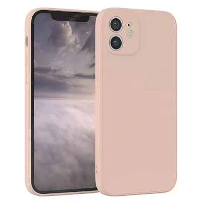 Abbildung von EAZY Case Silikonhülle für iPhone 12 Hülle Silikon Rosa weich stoßfeste Handyhülle Schutzhülle mit Kameraschutz Dünn Premium Schutz Cover TPU Phone Bumper in Altrosa Pastell
