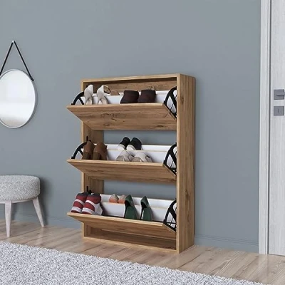 Abbildung von en.casa Schuhschrank »Aurskog« mit Kipptüren 110x73, 5x24cm Eiche