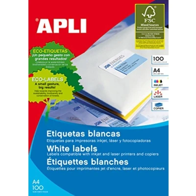 Abbildung von Apli 002140 Pack 100 weiβe Etiketten für Drucker 70X35