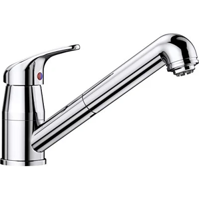 Abbildung von BLANCO DARAS S Küchenarmatur in chrom Niederdruck Mit herausziehbarem Schlauch Rückflussverhinderer Keramik Kartusche Gesicherte Wasserqualität &amp; wassersparend