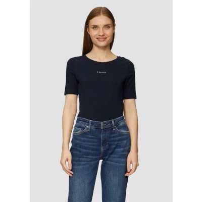 Abbildung von s.Oliver Elastisches MIT Label Tshirt basic, Damen, Größe: 48, Navy