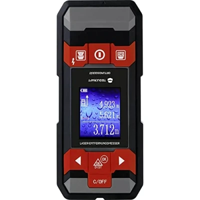 Abbildung von TOOLCRAFT Leitungsortungsgerät Ortungsgerät Metall 2 in 1 Laser Detektor 100 mm, inkl. Entfernungsmesser