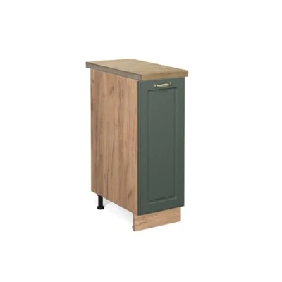 Abbildung von Vicco Apothekerschrank Fame Line, Grün Gold Landhaus/Goldkraft Eiche, 30 cm, AP Eiche