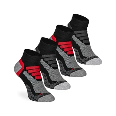 Abbildung von mehrstrumpf x XTREME Kurze Wandersocken Sneaker Outdoor Hiking Trekking Anti Blasen Polsterung Vollfrottee Schutz für Herren &amp; Damen Allwetter (4 Paar) Multi Schwarz 45 47