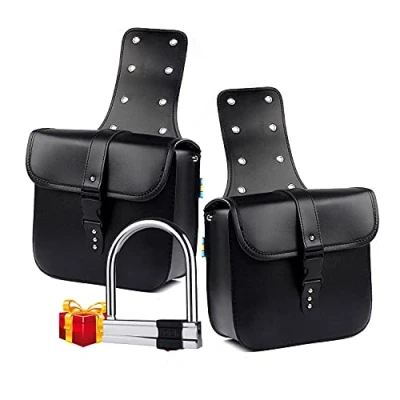 Abbildung von 1 Paar Motorrad Satteltaschen Leder PU Wasserdichte abnehmba Werkzeugkasten Tankrucksack Magnet