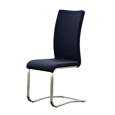 Abbildung von Robas Lund Esszimmerstuhl Leder Blau 2er Set, belastbar bis 130 kg, Schwingstuhl mit Rindsleder, Gestell Edelstahl, Komfortsitzhöhe