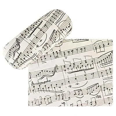 Abbildung von von Lilienfeld Brillenetui Noten Musik Motiv Etui Brillenbox, stabiles mit Mikrofaser bezogenes Hardcase