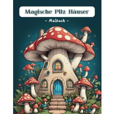 Abbildung von Magische Pilz Häuser Malbuch: Ein niedliches Hasen Malbuch für Erwachsene &amp; Kinder, mit 46 entzückenden Illustrationen.