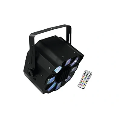 Abbildung von Eurolite LED FE 700 Flowereffekt Lichteffekt Mit RGBAWP Multicolor Farben DMX Musiksteuerung per integriertem Mikrofon Strobe Effekt Master/Slave Display Fernbedienung