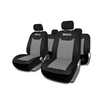 Abbildung von SPARCO BK SPC1016GR Sitzschonbezug schwarz/grau Polyester vorne und hinten