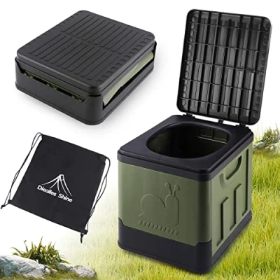 Abbildung von Diealles Shine Campingtoilette Faltbar, Tragbare Mobile Toilette, Notfall Camping WC, Toilette für Garten Outdoor Camping, Grün