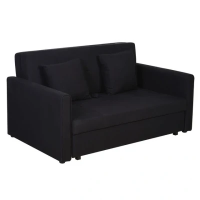 Abbildung von HOMCOM Schlafsofa Schlafcouch mit Bettfunktion, Stauraum, 2 Sitzer Sofa 1 Teile, für Wohnzimmer, Polycotton, Holz