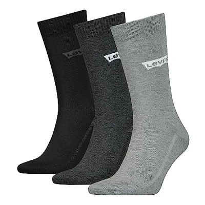 Abbildung von Levi&#039;s normal geschnittene Socken mit Batwing Logo aus recycelter Baumwolle 3er Pack Herren Grau /