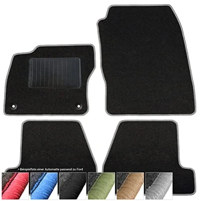 Abbildung von moto MOLTICO Fußmatten Auto Velours Autoteppiche Schwarz Automatten Set 4 teilig passend für Ford Puma ab 2019 (Graue Ziernähte)