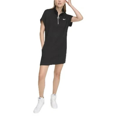 Abbildung von DKNY Women&#039;s Metallic Bubble Logo Dress, Black/Silver, Small