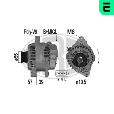 Abbildung von ERA 209304A Lichtmaschine 14V 90A TOYOTA: Yaris I Schrägheck