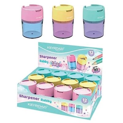 Abbildung von KEYROAD Ergonomischer Doppel Anspitzer Pastell / 12 Stück/Klingen aus Stahl/von Bleistiften und Buntstiften/Für Kindergarten Vorschule Schule/Sharpener Spitzer