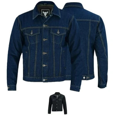 Abbildung von BULLDT Herren Motorradjacke mit Protektoren futter aus 100% Aramid Jeansjacke Trucker 3XL