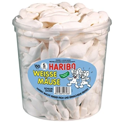 Abbildung von HARIBO Weisse Mäuse, Dose, 4er Pack (4 x 1050g)