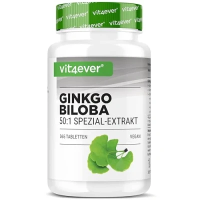 Abbildung von Ginkgo Biloba 6000 mg 365 Tabletten Premium Extrakt: Mit Flavonglykoside + Ginkgolid Terpenlactone &amp; frei Ginkgolsäure Laborgeprüft Hochdosiert Vegan