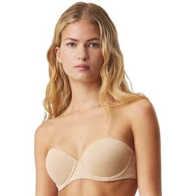Abbildung von Calvin Klein Damen Trägerloser BH Push Up, Beige (Bare), 70B (32B)