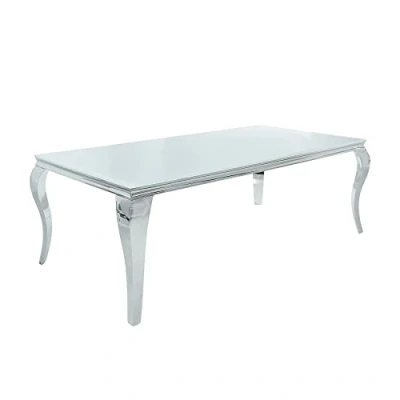 Abbildung von riess ambiente Esstisch MODERN BAROCK 180cm weiß / silber (Einzelartikel, 1 St), Esszimmer · Opalglas Edelstahl eckig
