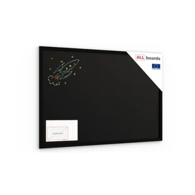 Abbildung von ALLboards Schwarze Kreidetafel 90x60cm mit schwarz ECO Holzrahmen, Schreibtafel, Kreide, Schreibtafel zum Aufhängen, Wand Tafel Holz, gastronomie,