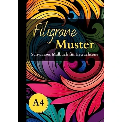 Abbildung von schwarzes Malbuch für Erwachsene „Filigrane Muster“: Tolle Motive mit schwarzem Hintergrund. Ausmalbuch Papier A4.