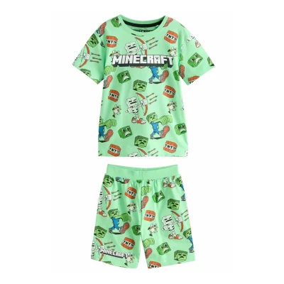 Abbildung von Next License Minecraft Short 3 PACK Set Nachtwäsche für Kinder, Größe: 104, Black green stone