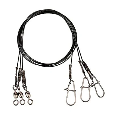 Abbildung von Savage Gear Black7 Trace 20cm 0,35mm 7kg 3 Stahl Raubfischvorfächer, Stahlvorfach zum Hechtangeln, Spinnvorfach, Stahlvorfächer