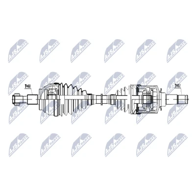 Abbildung von NTY NPW ME 055 Antriebswelle Vorderachse, Vorderachse links Automatikgetriebe MERCEDES BENZ: ML Klasse, GL
