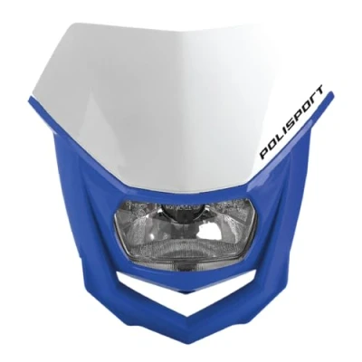 Abbildung von Polisport 8657400039 HALO Scheinwerfer aus Polypropylen mit Halogenlampe, kompatibel allen Motocross /Enduro Modellen in Farbe weiß/blau