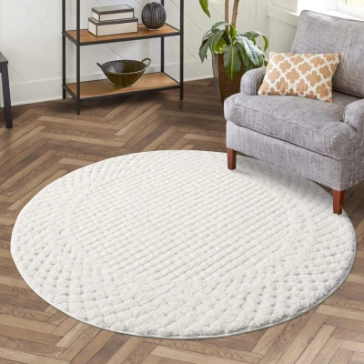 Abbildung von Carpet City Hochflor Teppich &quot;FOCUS627&quot;, rund, Boho Teppich, Hochtief Muster/ 3D Effekt, für Wohnzimmer, Schlafzimmer