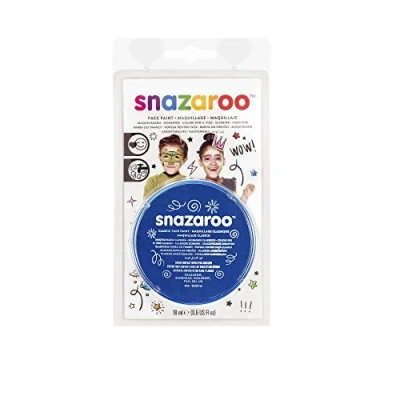 Abbildung von Snazaroo 1119344 Kinderschminke, hautfreundliche hypoallergene Gesichtschminke auf Wasserbasis, wasservermalbar, parabenfrei, 18ml Topf Leuchtendblau