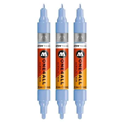 Abbildung von Molotow One4All Acrylic Twin Marker (Strichstärke 1.5 mm und 4 mm, hochdeckend permanent) 3 Stück Farbe 202 keramik hell pastell
