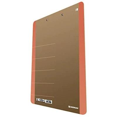 Abbildung von DONAU LIFE 2710001FSC 12 Klemmbrett/ Schreibbrett/ Clipboard/ Klemmbrettmappe A4 Hart Karton/Pappe mit Metallclip/ Starke Klemme abgerundeten Ecken Farbe Orange/ ideal für Büro Schule und Zuhau
