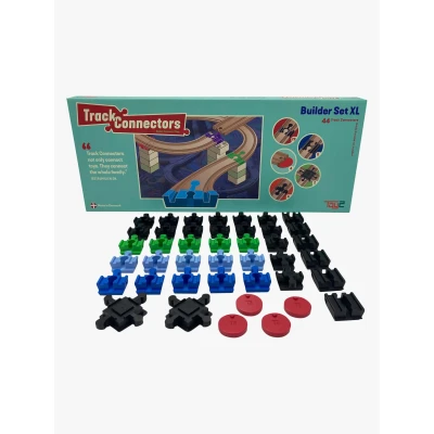 Abbildung von OY2 Builder Set XL Kompatibel BRIO Eisenbahn&amp; Duplo Bausteine Bauset 5 Verschiedene Track Connectors Nachhaltige Holzeisenbahn Holzschienen Verbinder,21004,Builder 44 Schienenverbindern