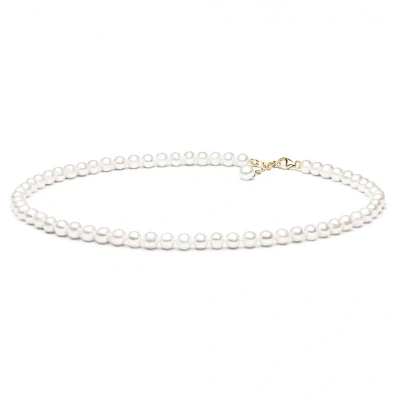 Abbildung von Gaura Pearls Perlenkette weiß, rund, 8 mm, 45 48 cm, 585 Gelbgold plattiert