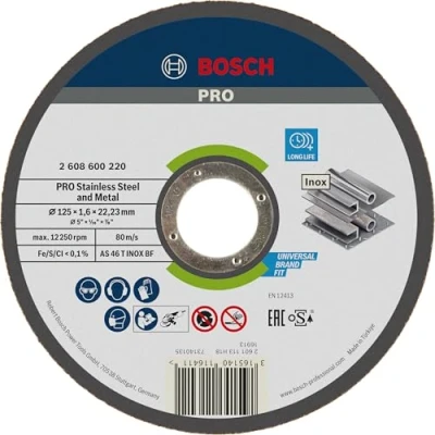 Abbildung von Bosch Professional 1x Trennscheibe Gerade Expert for INOX (AS 46 T BF, Ø 125 mm, 1.6 Zubehör Winkelschleifer)