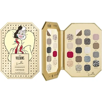 Abbildung von Catrice Disney Villains Cruella Eyeshadow Palette, Lidschatten, Nr. 020, Mehrfarbig, 18 Farben, langanhaltend, vegan, ohne Mikroplastikpartikel, Nanopartikel frei, ölfrei, 1er Pack (18g)