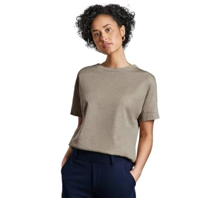 Abbildung von Street One Glitzerndes Tshirt basic, Damen, Größe: 34, Beige