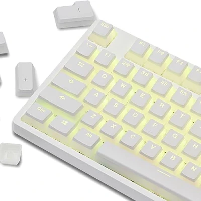 Abbildung von Happy Balls White Pudding Tastenkappen mit Hintergrundbeleuchtung, PBT Doubleshot Cherry MX Keyset, OEM Profil für 61/87 TKL/104/108 Schalter, mechanische Tastatur (White Pudding)