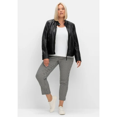 Abbildung von Sheego Schmale Bengalin Stoffhose, Damen, Größe: 44, Schwarz kariert