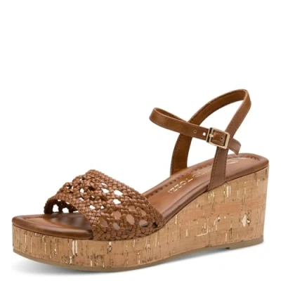 Abbildung von Marco Tozzi Keilsandalette, Damen, Größe: 39, Cognac Schuhe