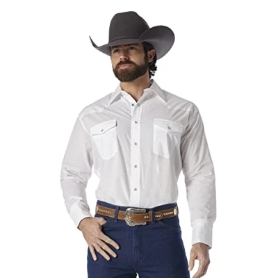 Abbildung von Wrangler Herren Langarm Westernhemd mit zwei Taschen und Druckknöpfen